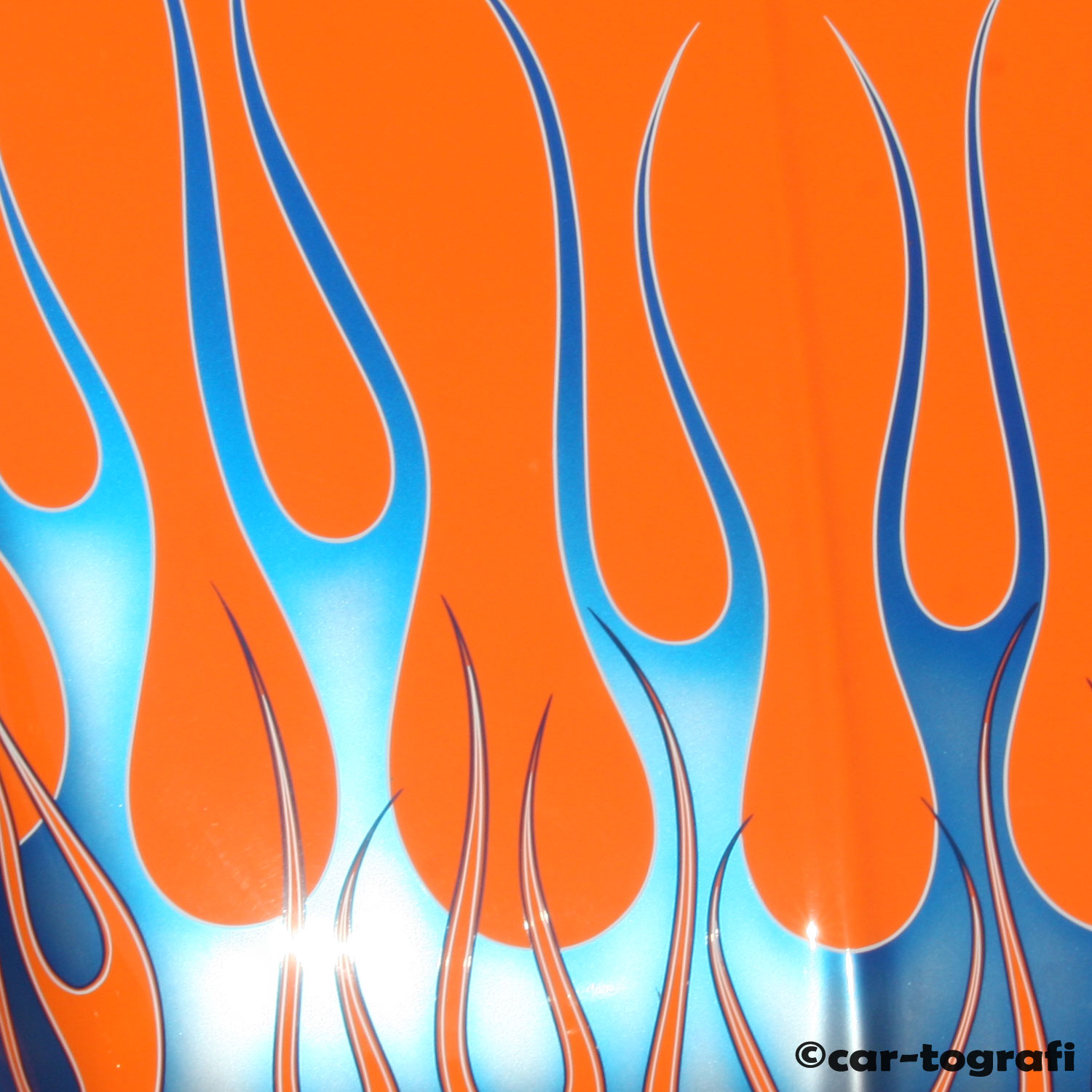Flames in orange and blue