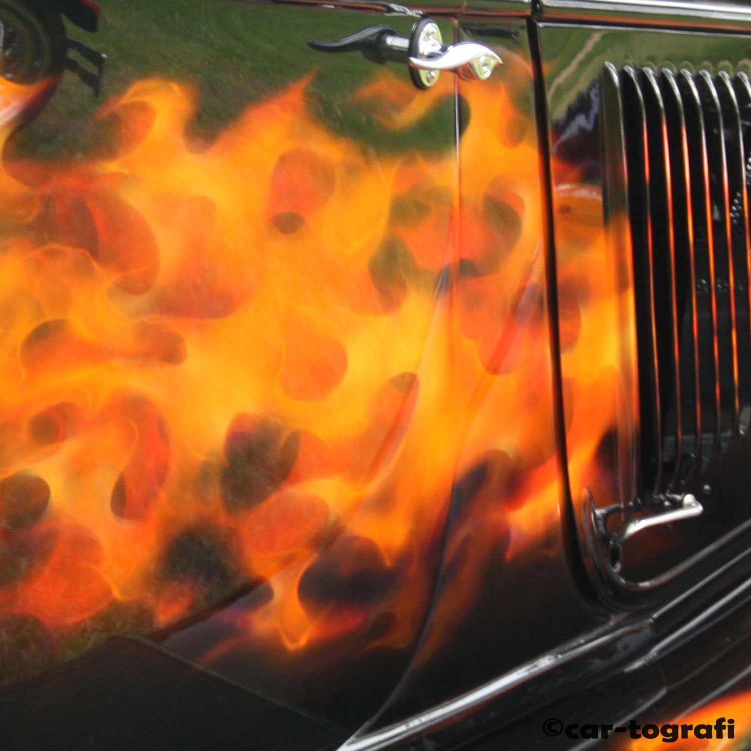 Fire on the roadster.