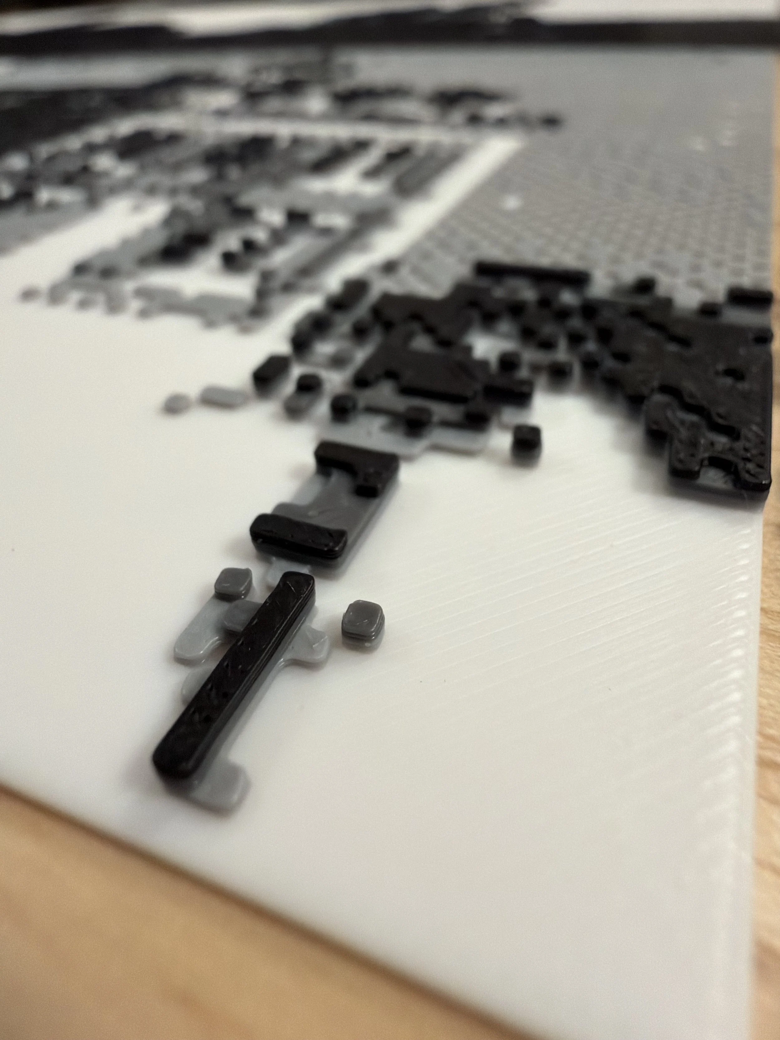 Close-up of the layers in one of the 3D printed photos