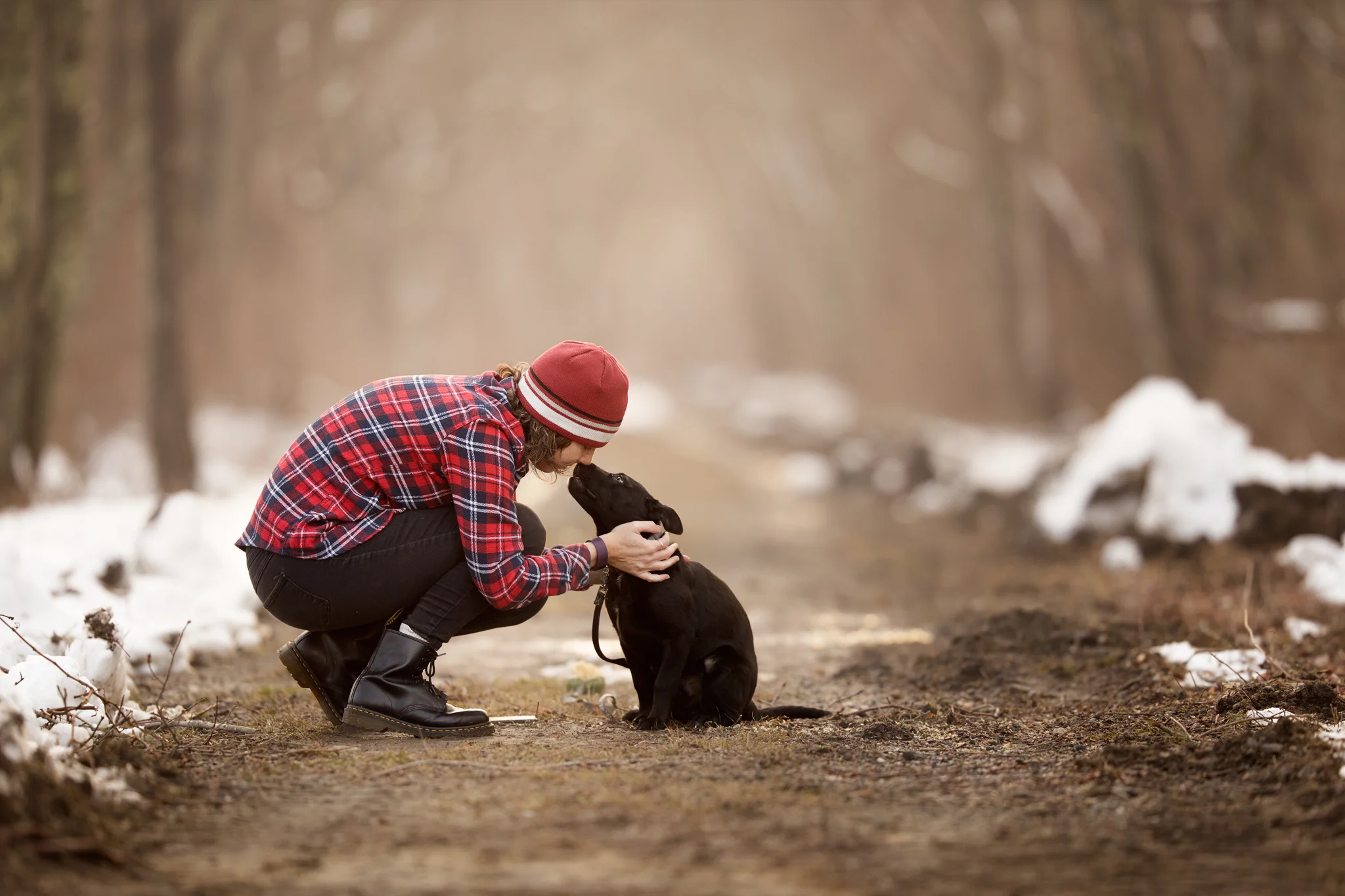 woman and dog in South Kingstown, RI