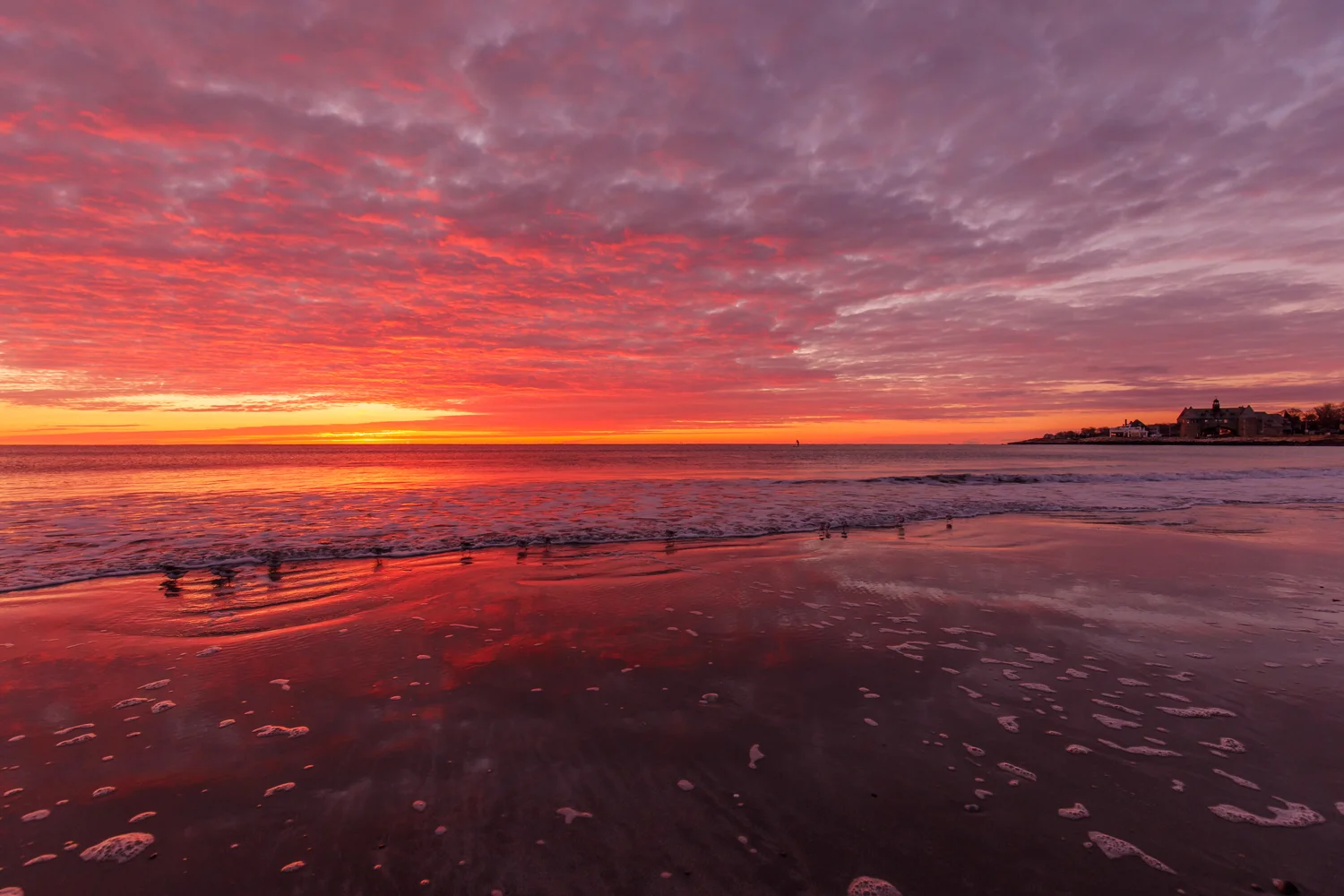 winter sunrise at Narragansett town beach