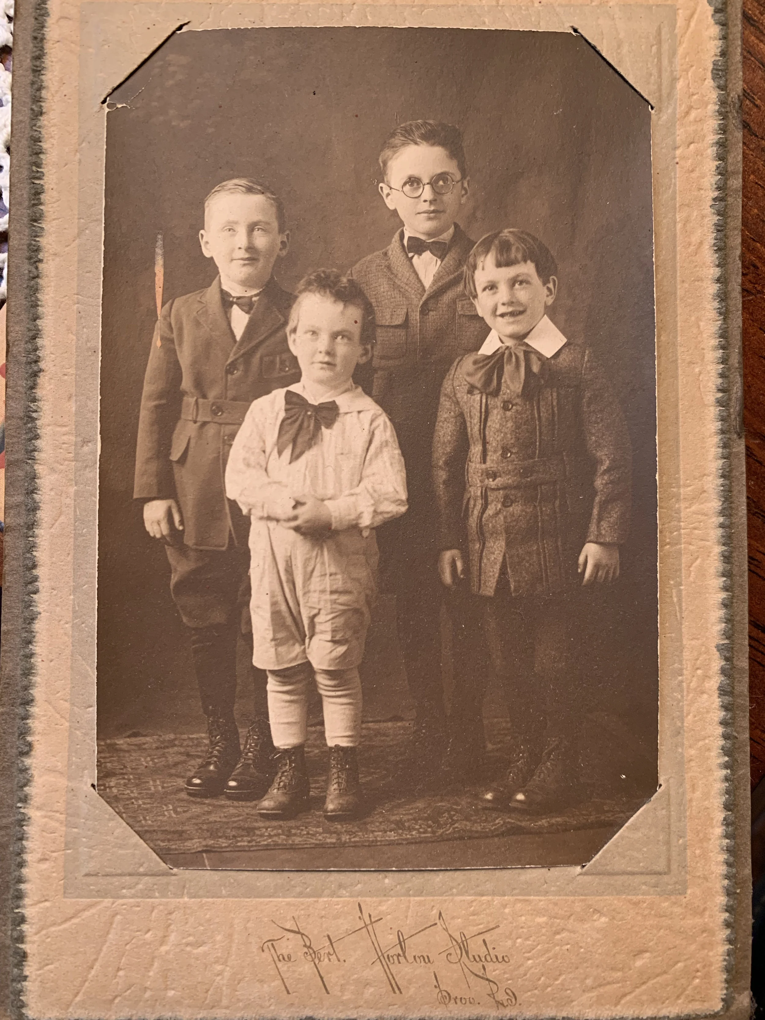 antique image of four young boys taken in Providence, RI