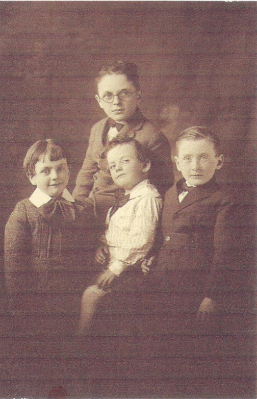 Studio image of four boys taken in 1915 in Providence, RI