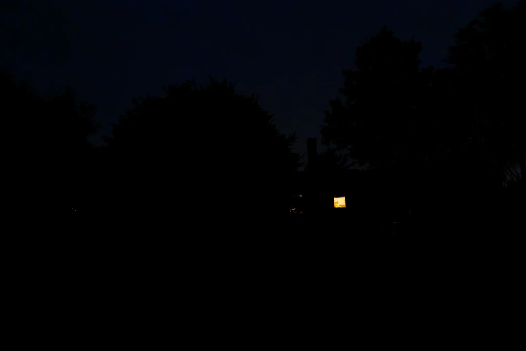 nighttime view of backyard in Wakefield, RI