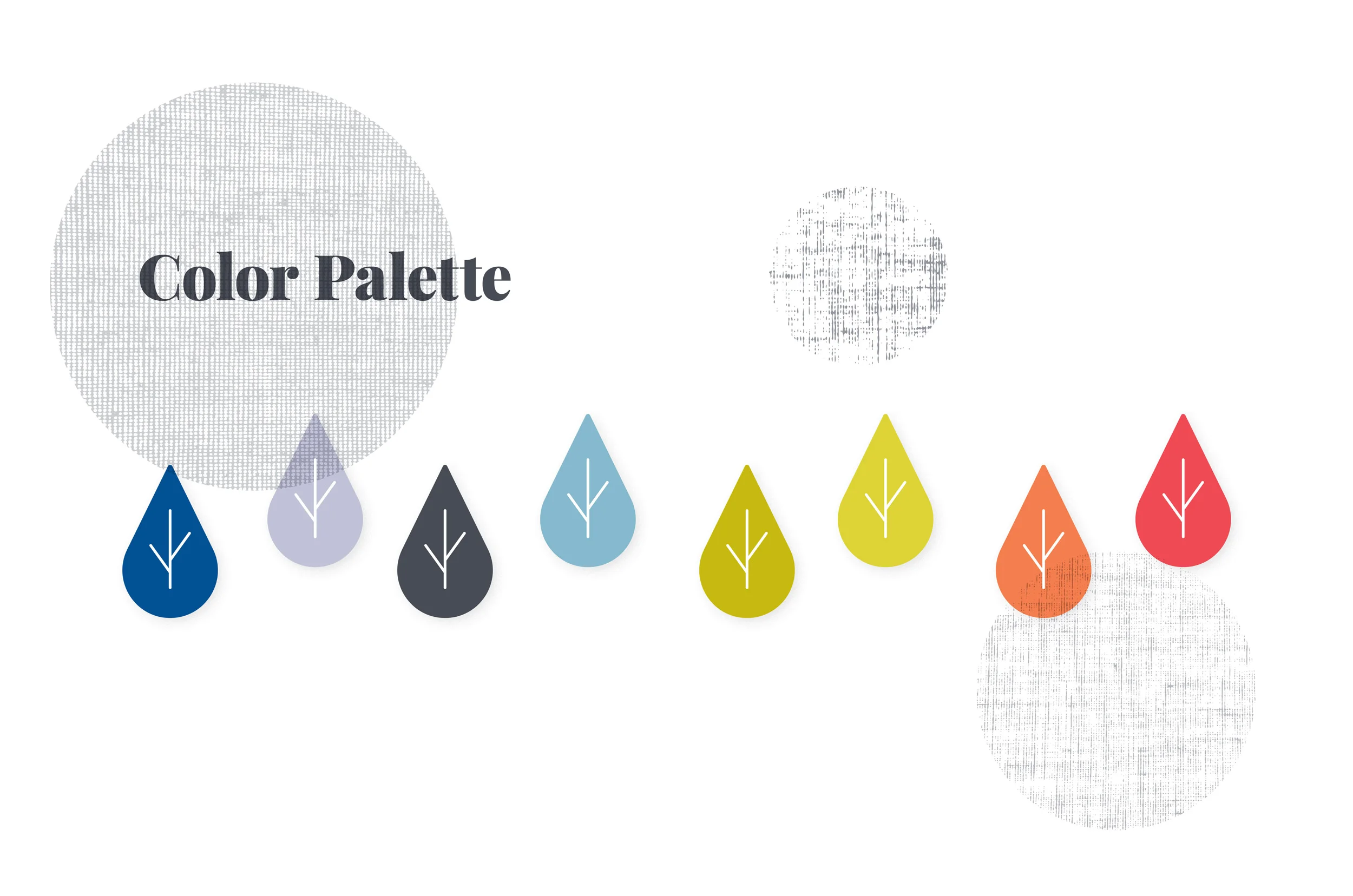 To give the brand an even more eclectic feel, I created two different patterns of leaves and branches using two separate color palettes.