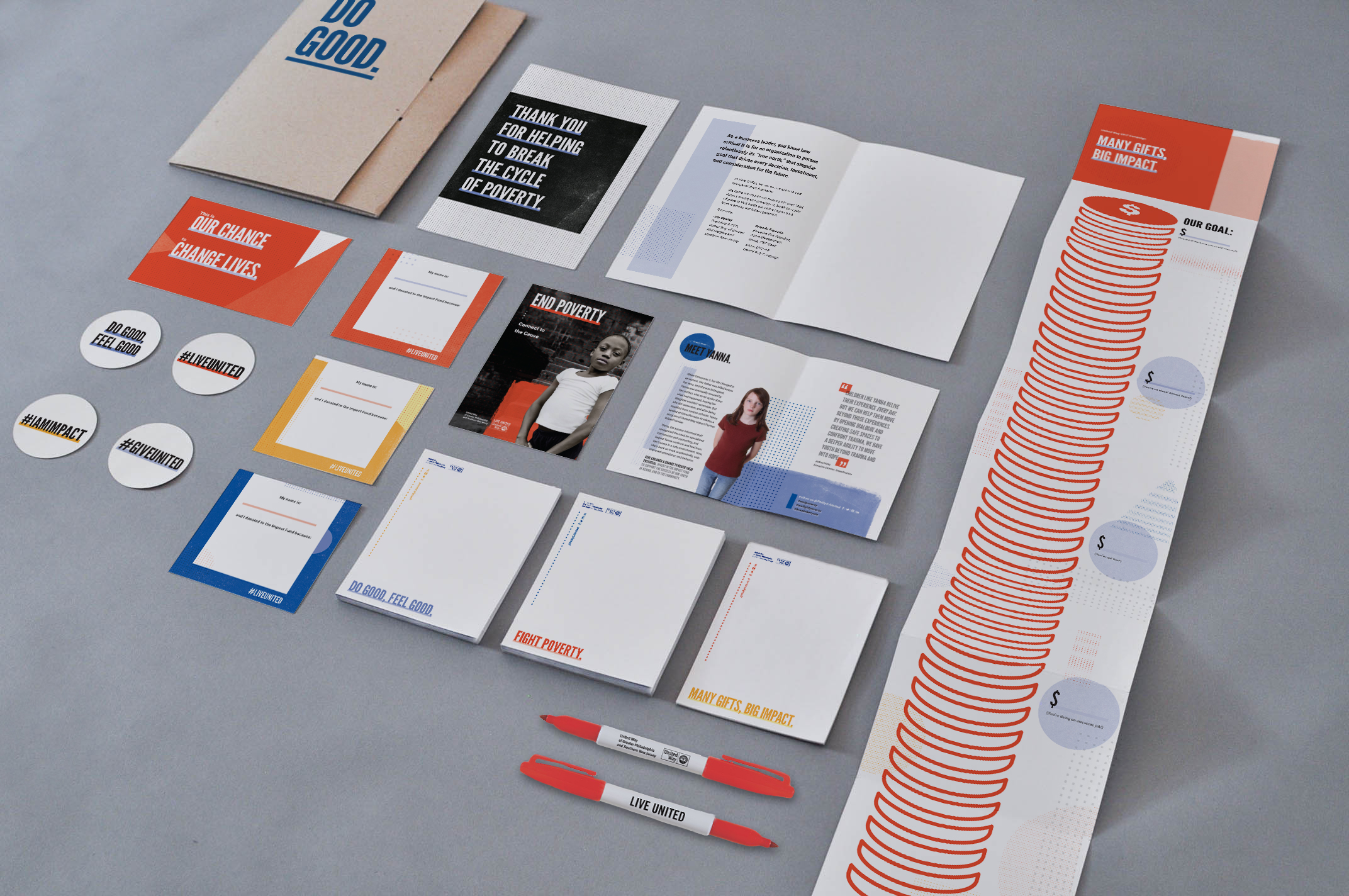 We designed the print pieces to be workhorses and serve multiple functions whenever possible.