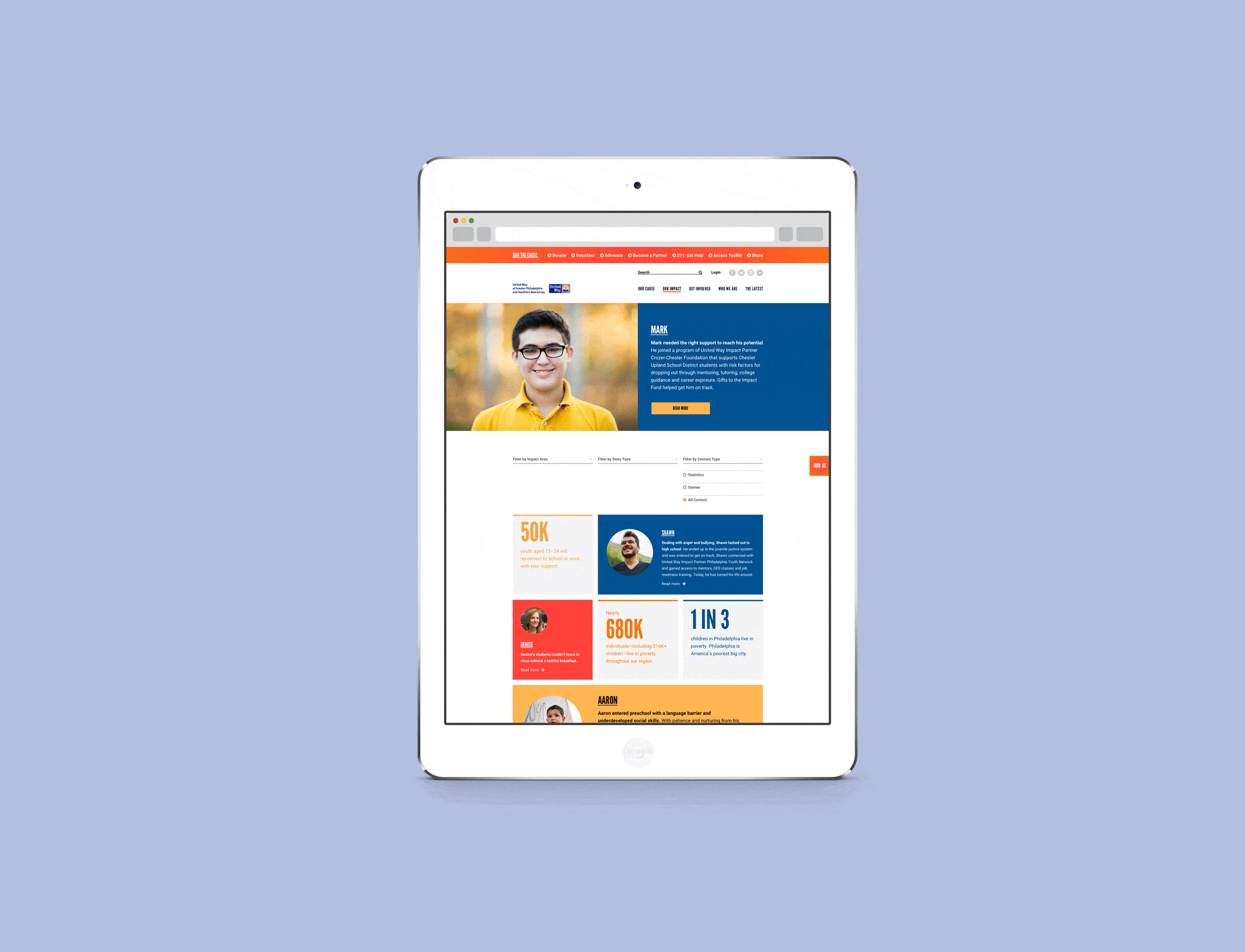 We designed a mega nav that showed the entire site architecture to make it easy to navigate.