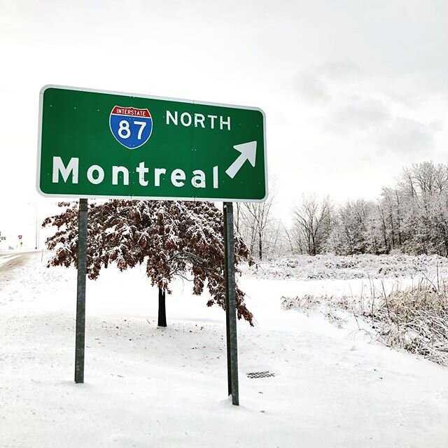 Visiting family in upstate NY and just in time for a snow storm and power outages and a true snow day where my mom and I got to explore the area on foot. I looked up and saw the freeway sign to Montreal and realized I was in the Great White North - 1