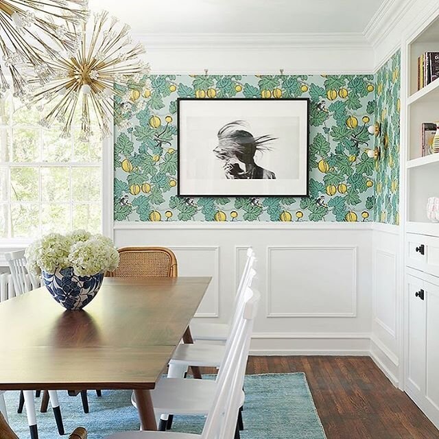 this awesome room by @michellecgage with my &ldquo;movement&rdquo; print from @minted has been featured in HGTV magazine 🎉 and I recently saw it on @smpliving too! her use of wallpaper is 😍