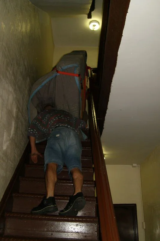 4 flights up with a baldwin upright