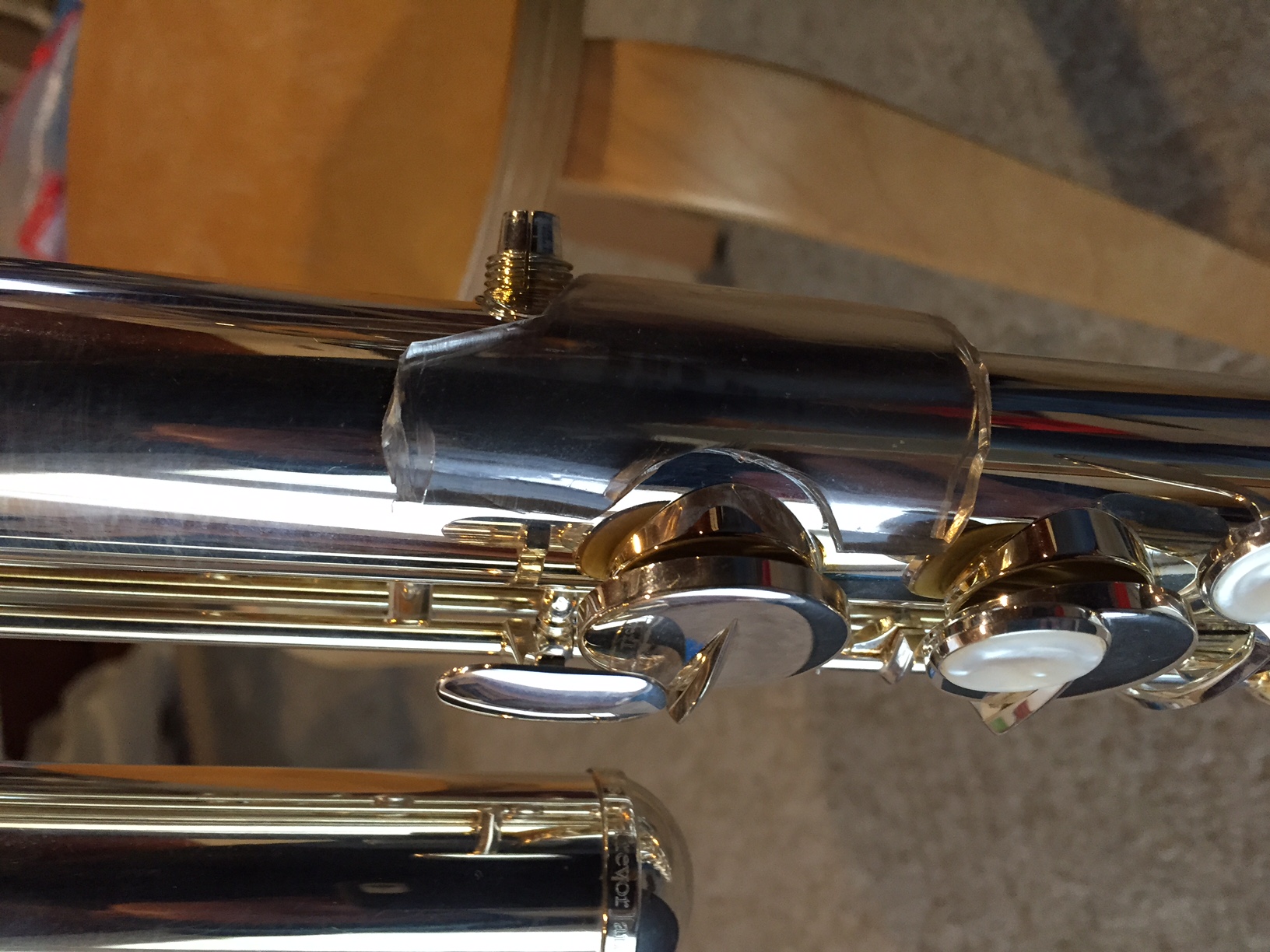 the plastic tube cut to fit around my Trevor James bass flute for better traction with my left hand