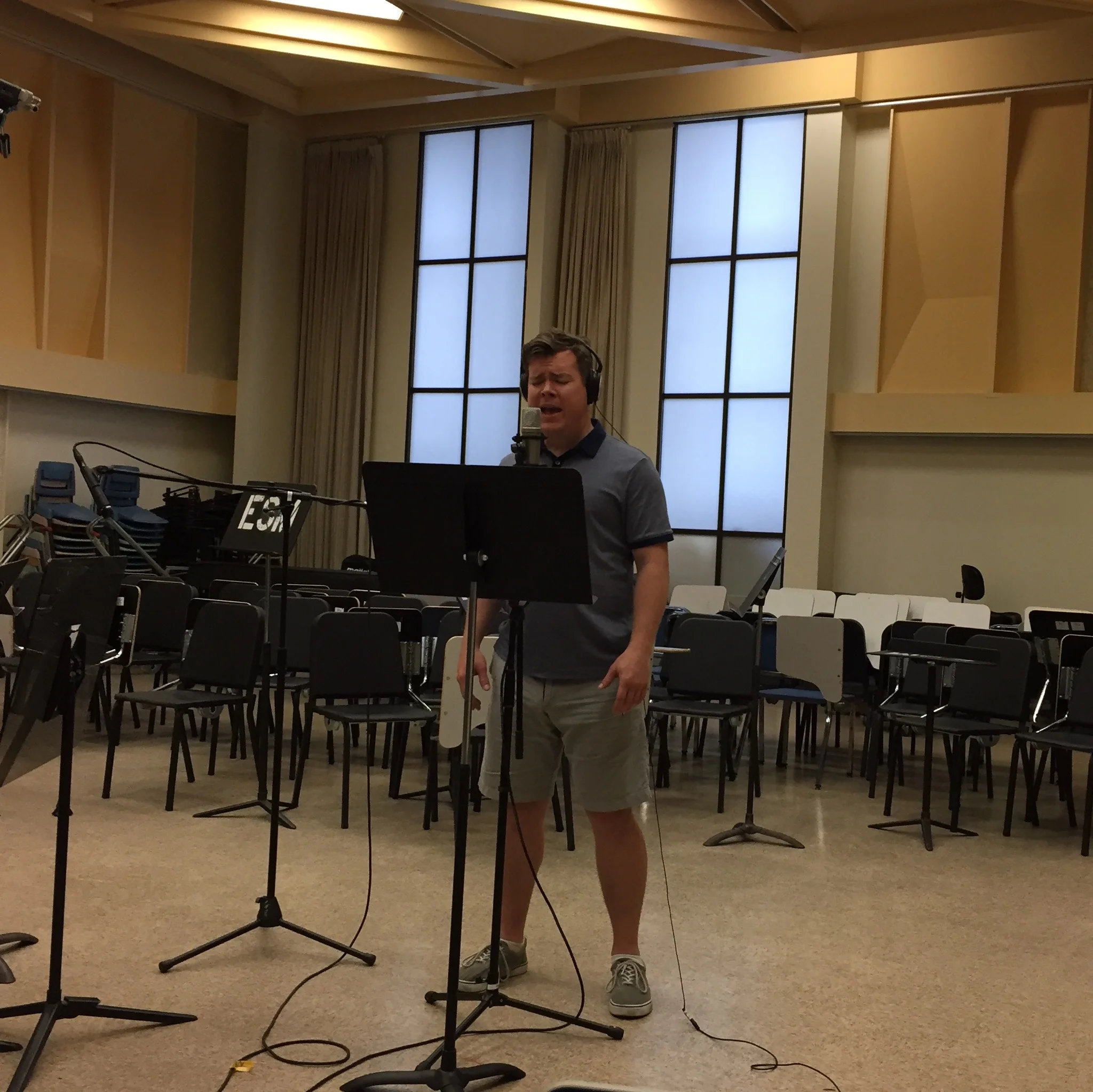 Instead of fancy recording studios, we tracked the flute. percussion, and vocals ourselves in a rehearsal room at the Eastman School of Music. 