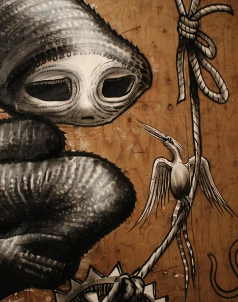 An image depicting one of Phlegm's haunting fantasy creatures. Source: Artslant.
