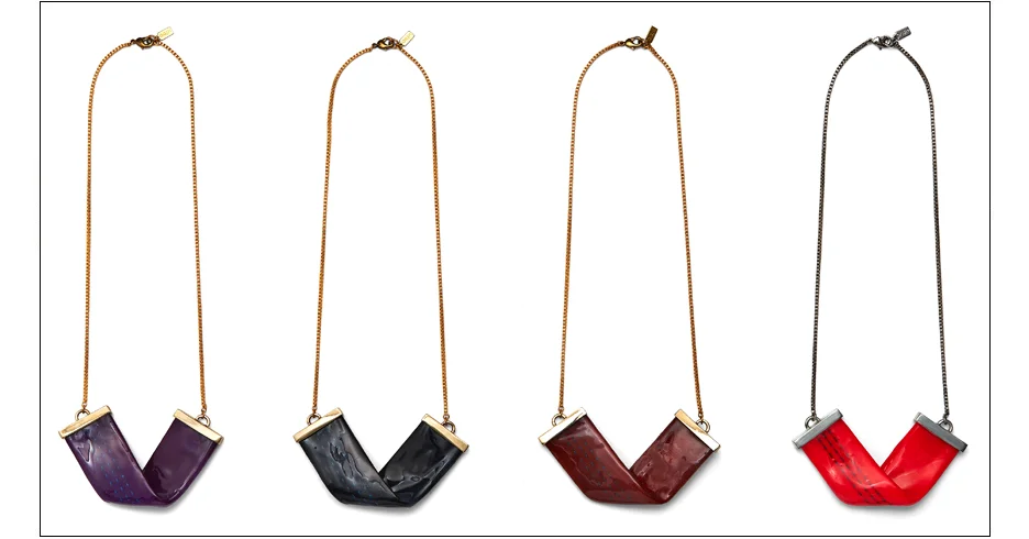 lasgal necklace / enamel coated webbing with brass chain shop 