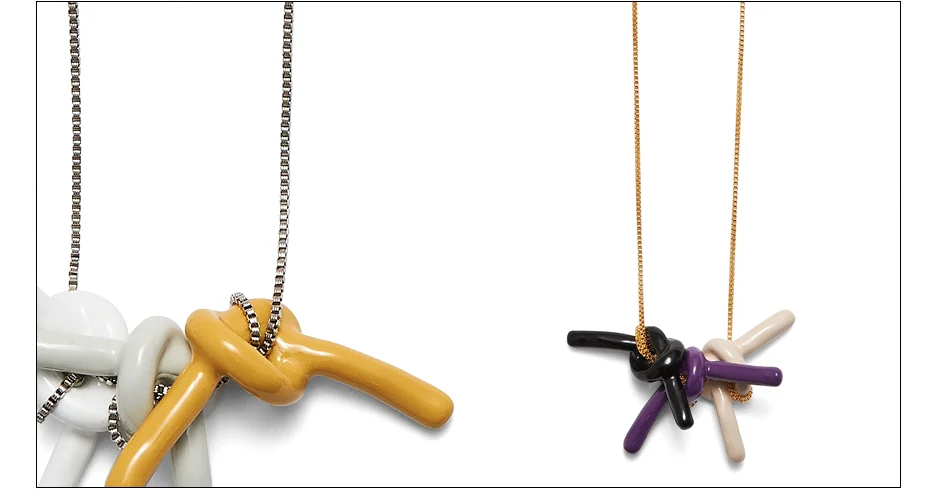 alta necklaces / enamel coated rope knots on chain inquire about availability