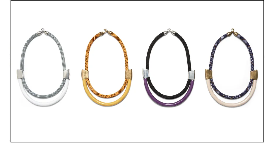 roxbury necklaces / enamel coated rope with metal shop