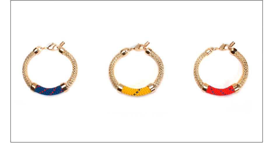  crosby bracelets / casted gold plated metal rope with soft rope center   shop  