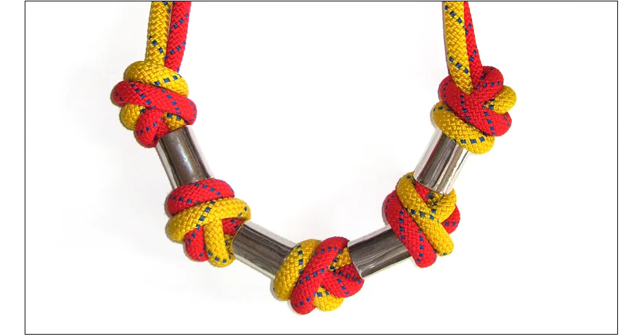  maria necklace / silver plated tubes with knotted rope   inquire about availability  