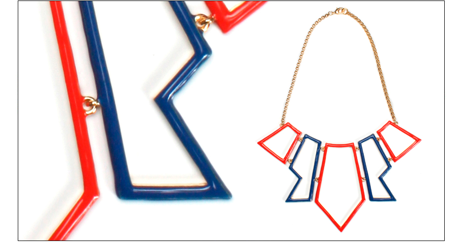  stella necklace / enamel coated gold plated metal and chain   shop  