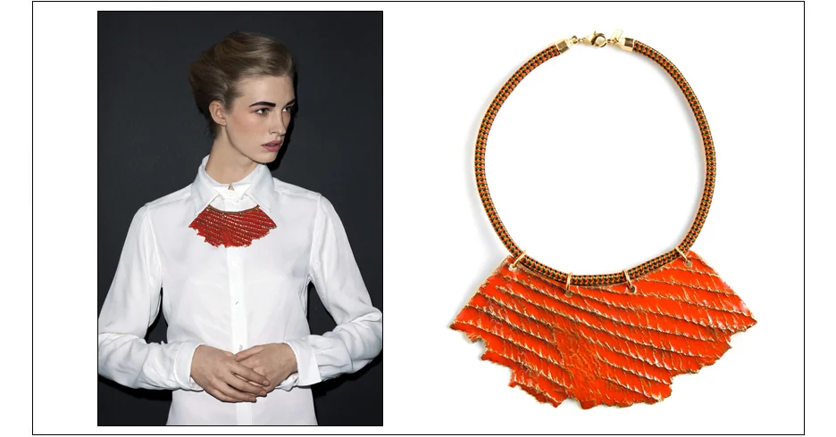  citta collar / rope imprinted brass with enamel wash and rope collar 