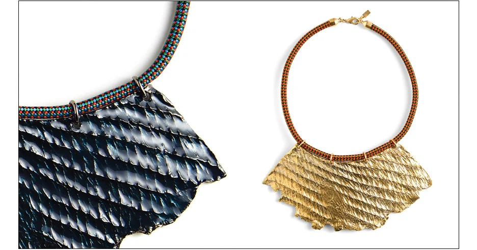 citta collars / rope imprinted brass with enamel wash and rope collar