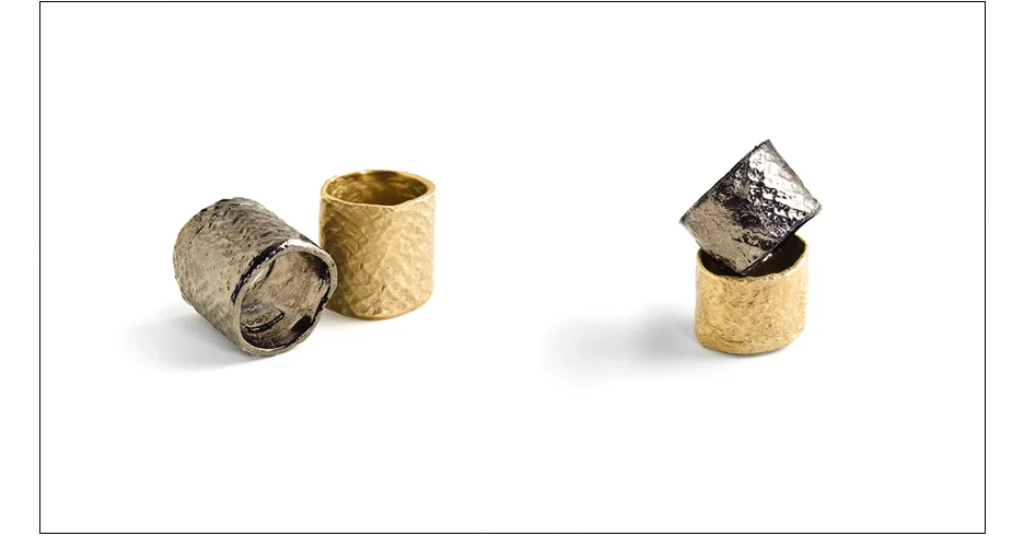 kinora ring and helio ring / rope imprinted brass
