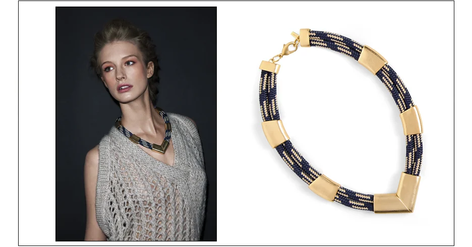  lennox necklace / plated metal with rope 