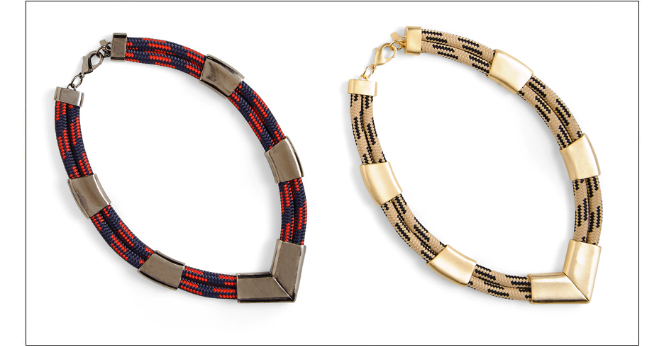 lennox necklaces / plated metal with rope inquire about availability