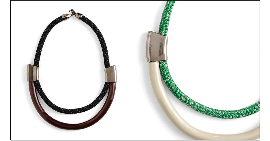  roxbury necklaces / enamel coated rope with rope and metal tubes   inquire about availability  