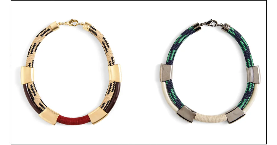 melora necklaces / enamel coated rope with rope, leather, and plated metal tubes inquire about availability