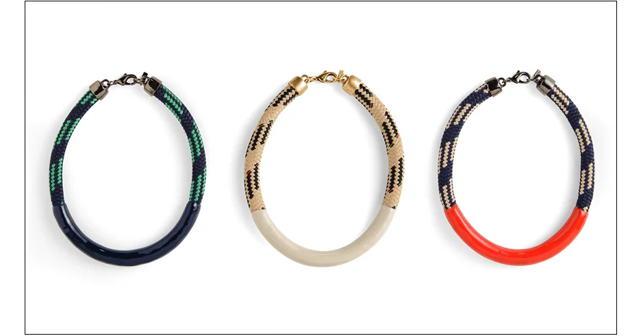  cortland collars / enamel coated rope and plated metal 