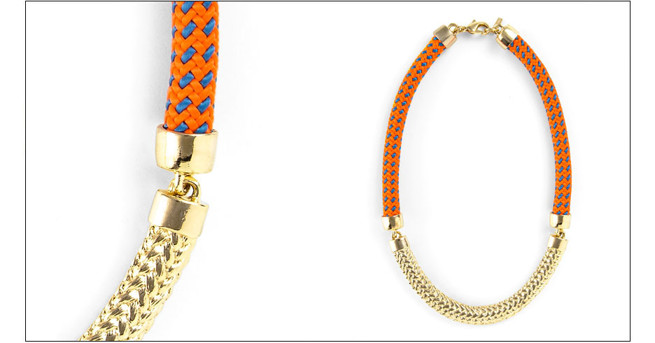 concord necklace / metal casted rope with rope
