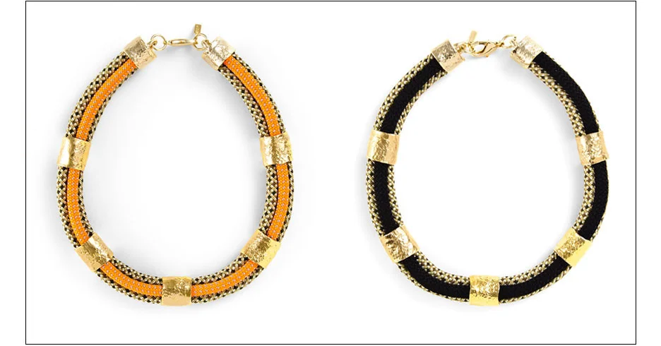  fosil necklace / rope imprinted metal tubes on rope 