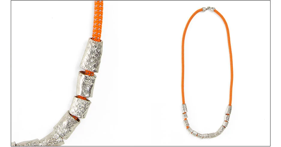  nema necklace / rope imprinted metal tubes on rope 
