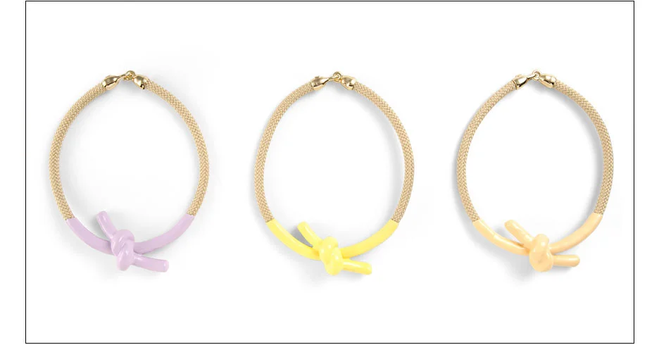  madelaine necklaces / enamel coated knotted rope with metal hooks 