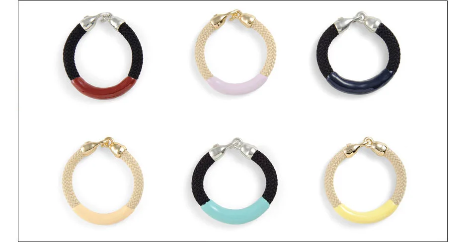  annabelle bracelets / enamel coated rope with metal hooks 