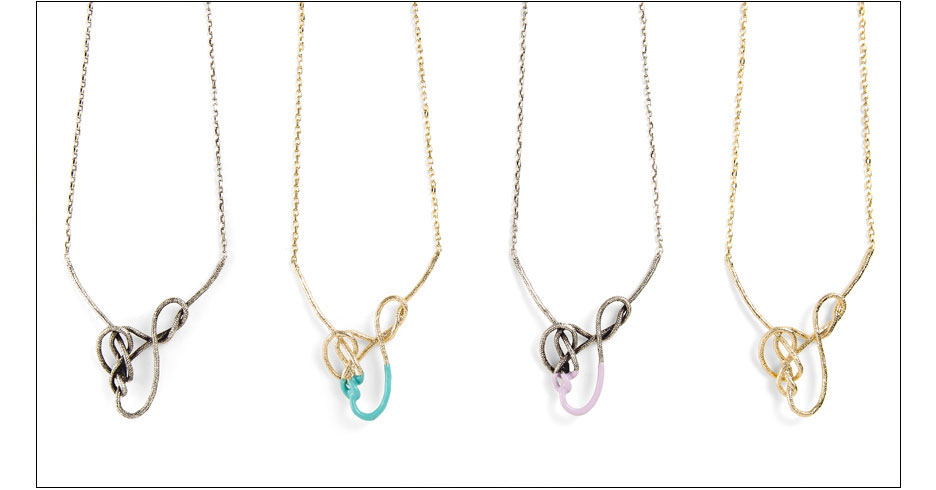  adder necklace / enamel coated metal casted rope twist on chain 