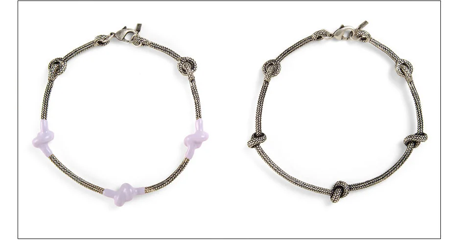  garter collars / metal casted knotted rope with enamel 