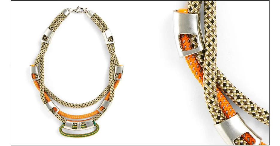  dena necklace / twisted rope with metal tubes 