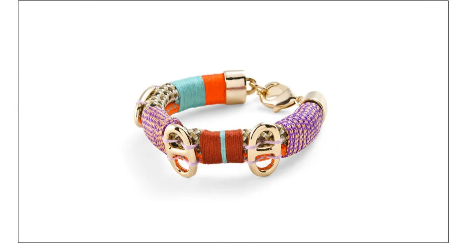  katsina bracelet / thread wrapped rope with plated metal accents 