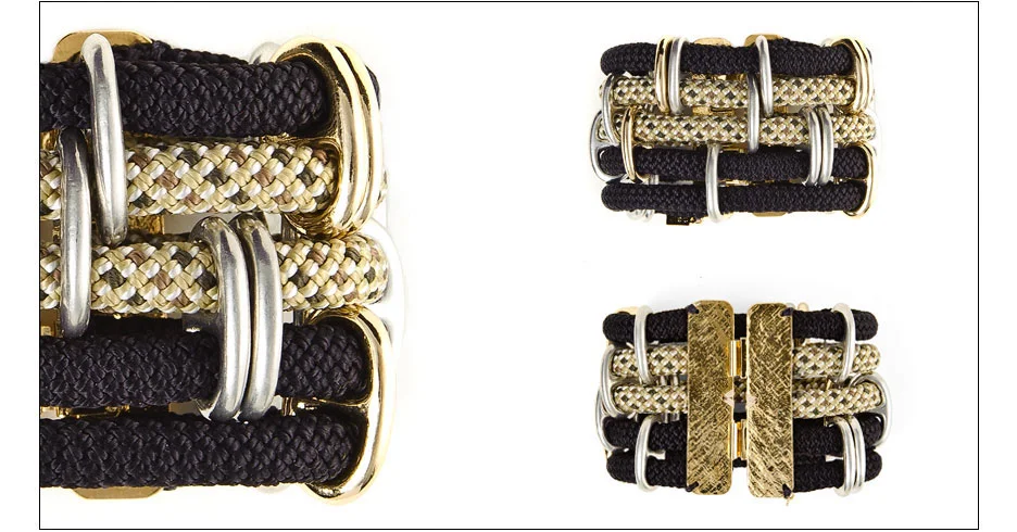  tawa cuff / rope with plated metal accents 