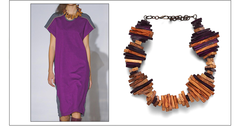 wood necklace / acrylic paint on palm wood