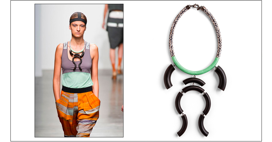 karma necklace / enamel coated rope with hand carved palm wood