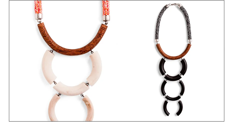 hafa necklaces / rope with hand carved palm wood