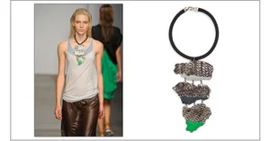  wrasse necklace / rope imprinted metal with enamel on rope choker 