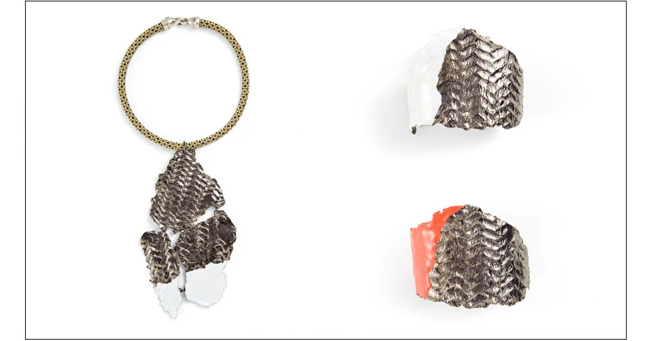 bream necklace / rope imprinted metal with enamel on rope choker goby bracelets / rope imprinted metal with enamel