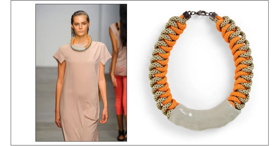 asteria necklace / enamel coated knotted rope