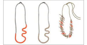  moray necklaces / enamel coated rope with hooks  urchin necklace / enamel coated knotted rope 