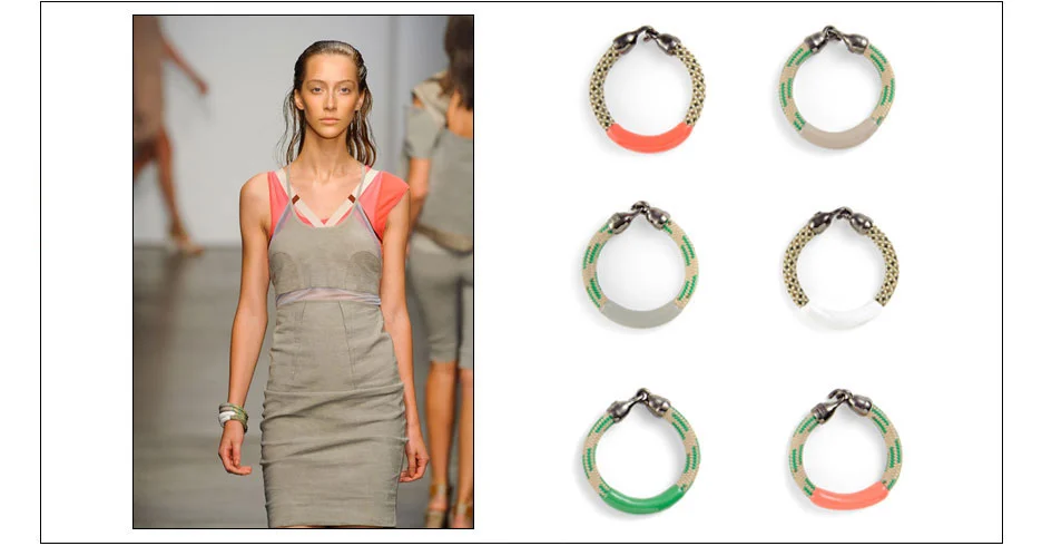 annabelle bracelets / enamel coated rope with metal hooks