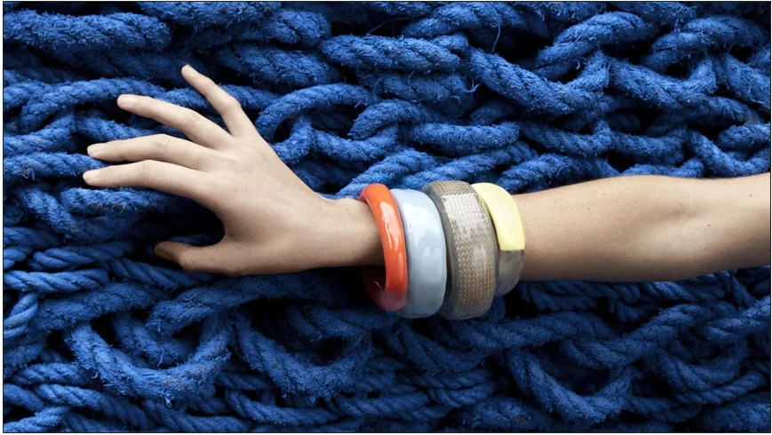  betka and reese bangles / enamel coated knitted metal and resin bangles   shop  